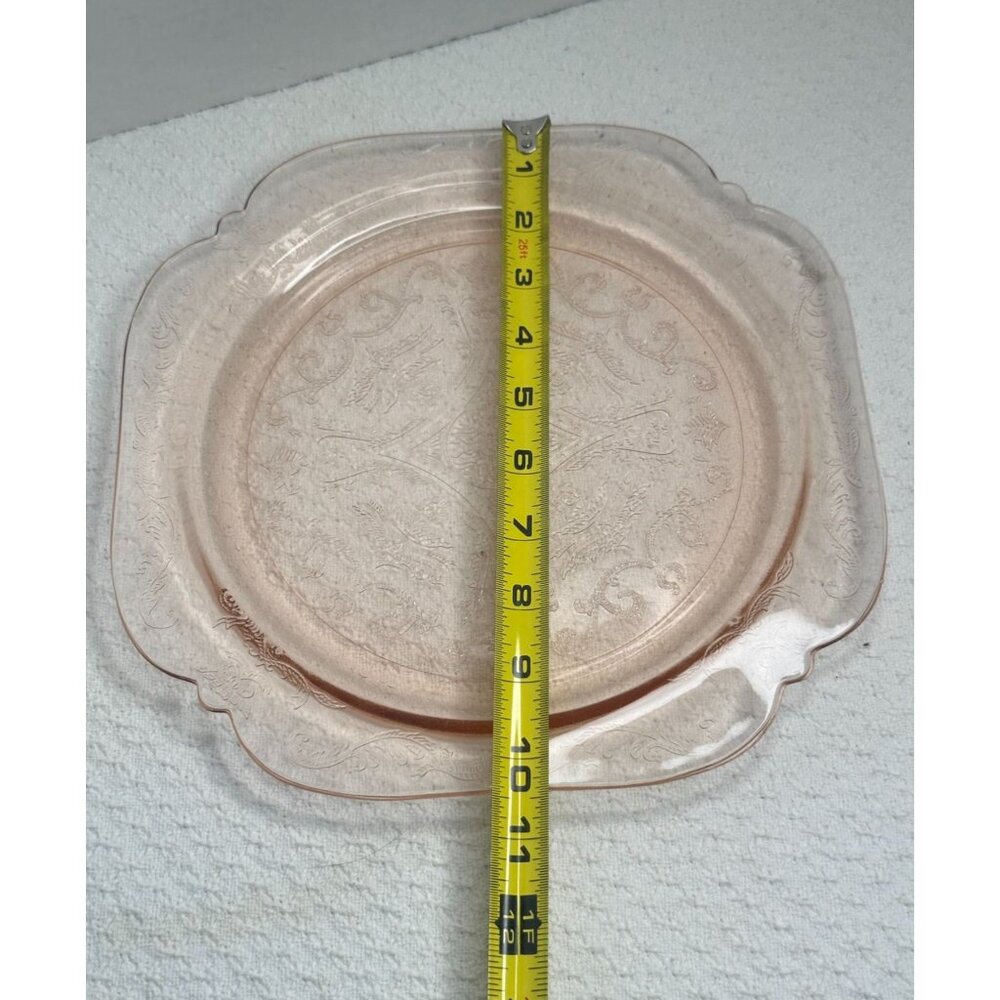 Pink Madrid pattern Federal Depression Glass Plate 10 3/8" Bridal Baby Shower - Picture 2 of 5